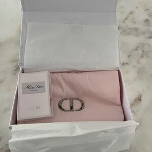 Dior pink clutch makeup bag with Miss Dior Sample